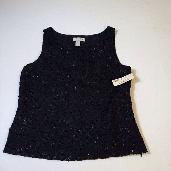 AMANDA SMITH Size 10 Tank Top Beaded Lace Black Cocktail Wedding Evening NWT - Picture 8 of 11
